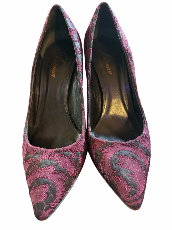 Delman Shoes - Delman Italian Brocade Pointed Toe Stiletto Pumps - Purple & Black - 8.5